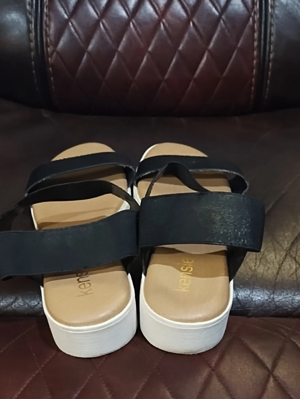 Kensie Women’s Black Elastic Strap Sandals